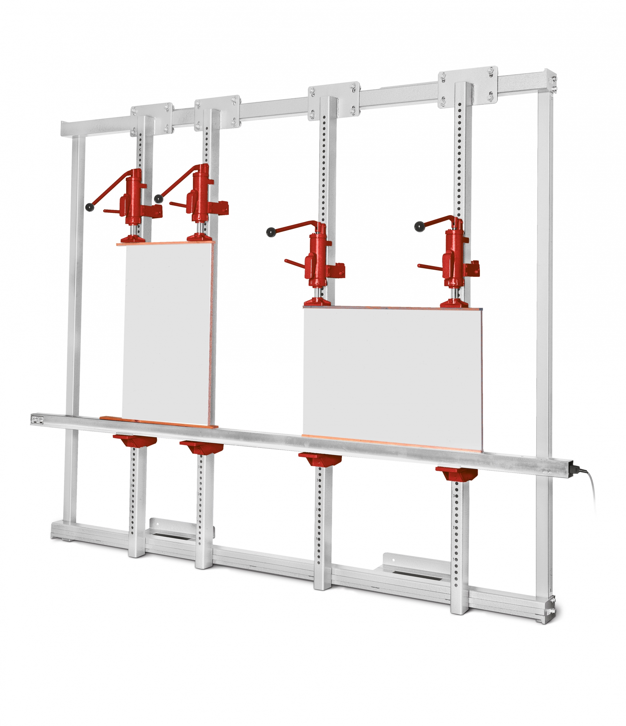 Wall-mounted gluing stand with heating ruler