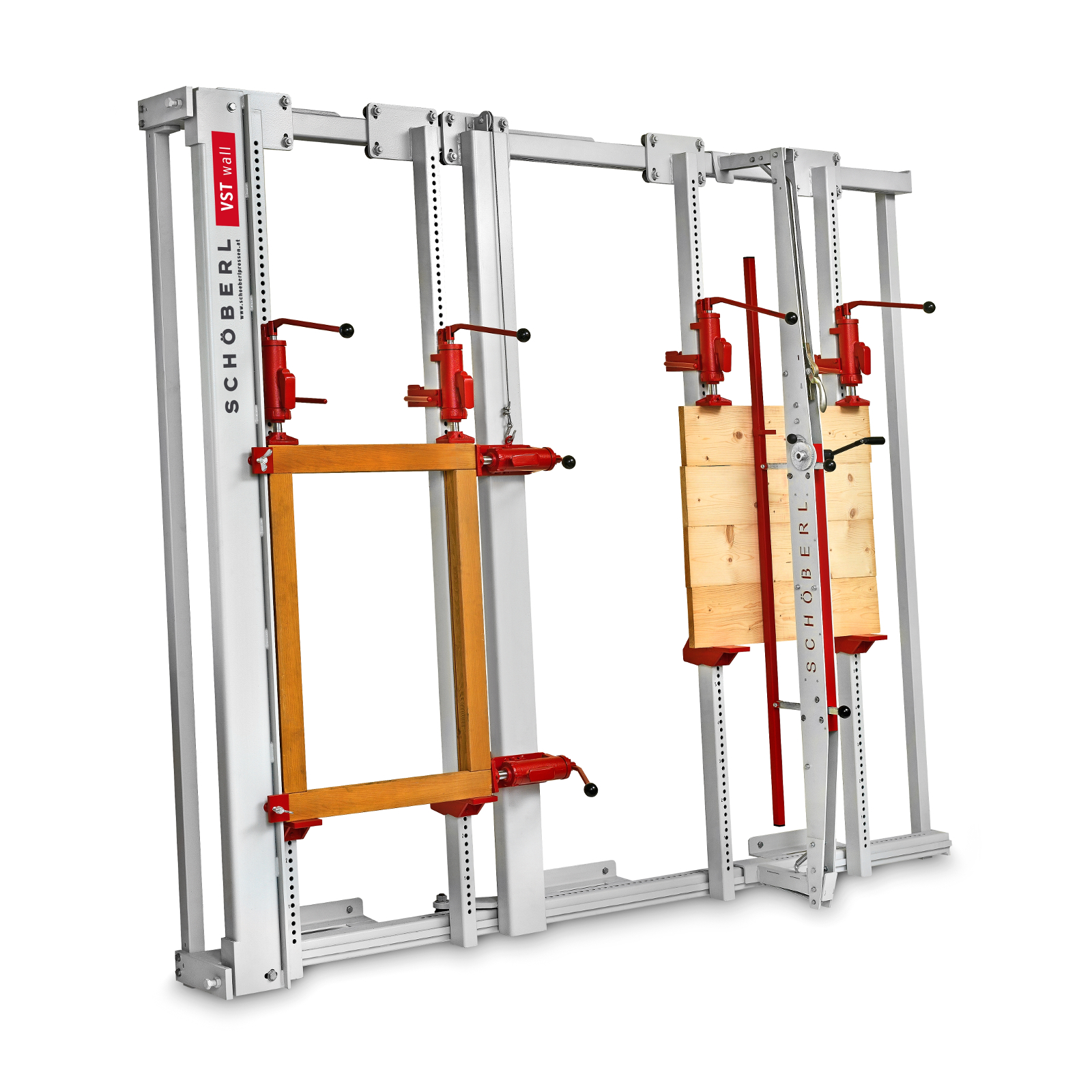 Wall-mounted gluing stand with frame press